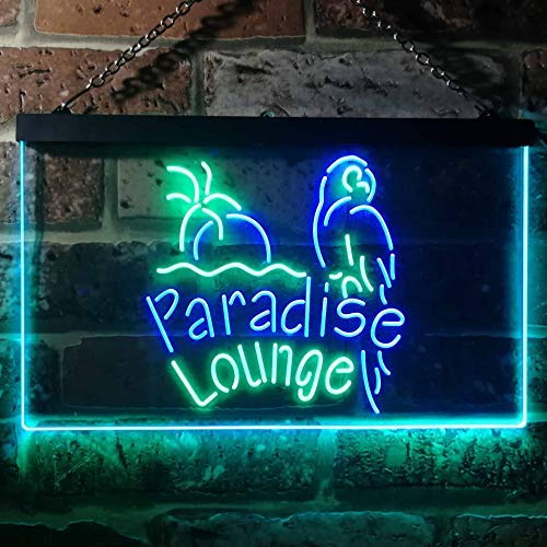 Parrot Paradise Lounge Bar Dual LED Neon Light Sign